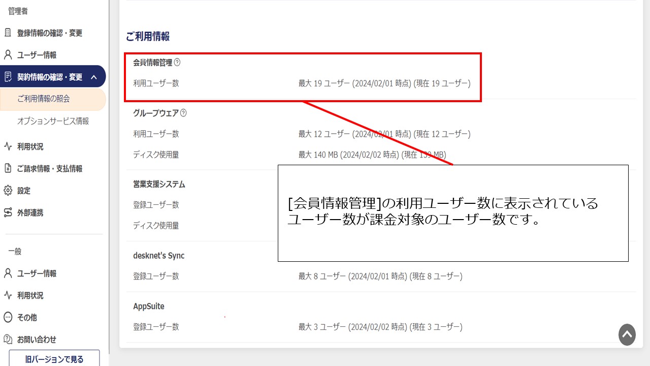 1会員情報管理のユーザー数と、グループウェアのユーザー数が異なります。違いはなんですか.JPG